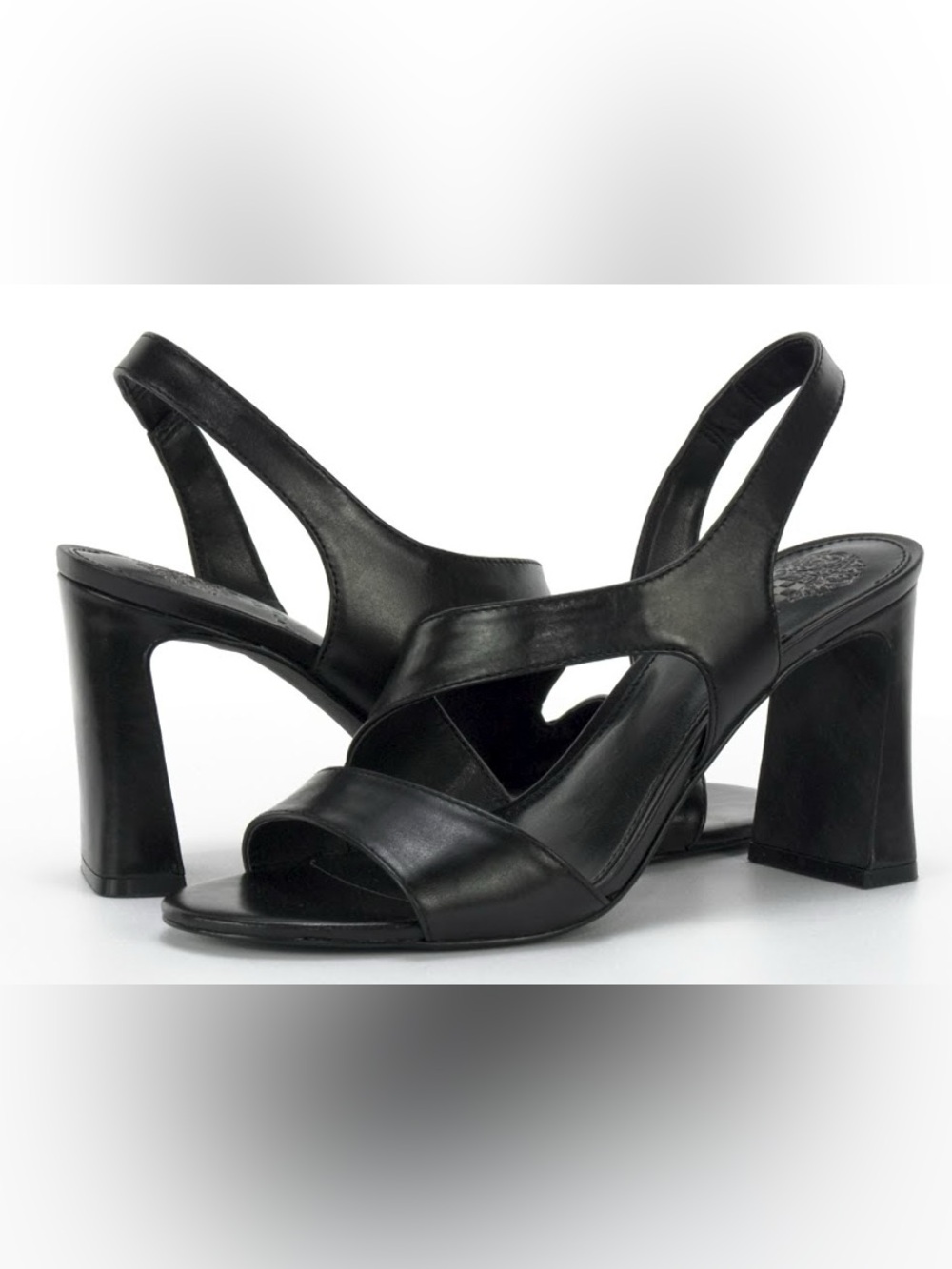 Vince Camuto Black Leather Crisscross Slingback Heels